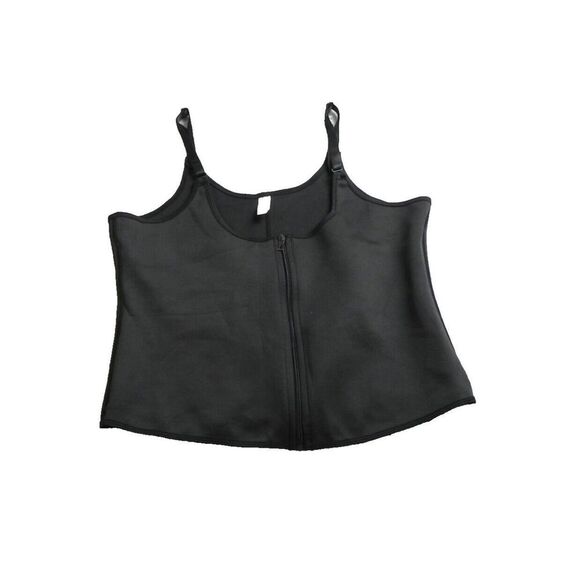 Tops - Neoprene Body Shaper Womens 3XL XXXL‎ Black Zip Up Workout Nylon Corset Ladies